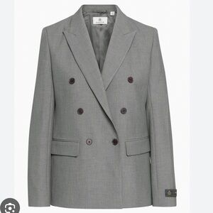 Aritzia Babaton Index Double Breasted Heather Iconic Grey Blazer Career Office